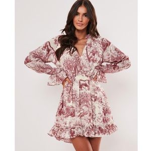 Missguided Red China Print Frill Smock Dress 2